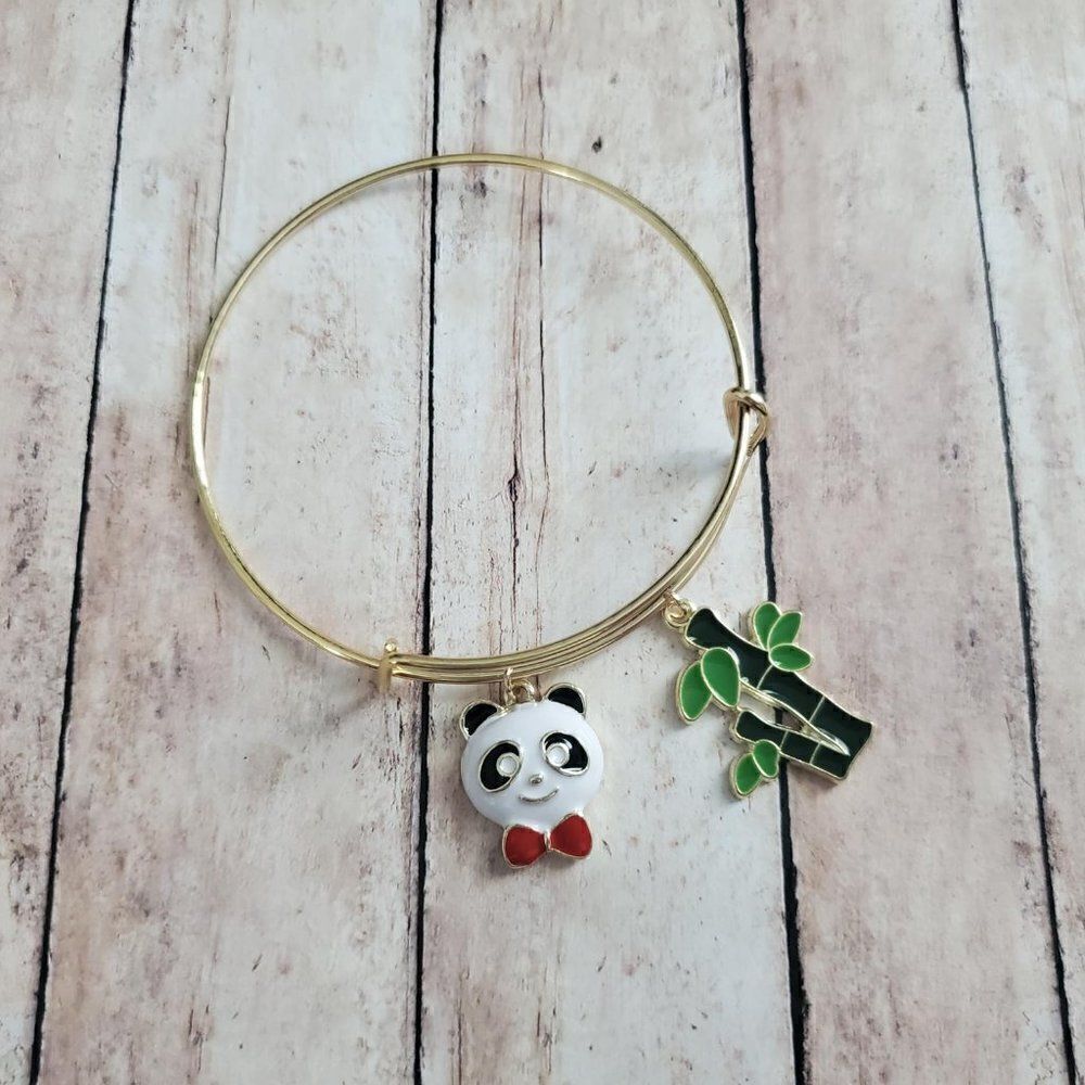 Gold Panda Charm Bracelet, Zoologist Gift